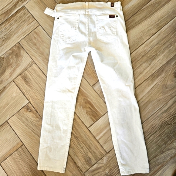 7 for all mankind regular women's stretchy skinny white jeans size 29 #006 - Picture 4 of 9